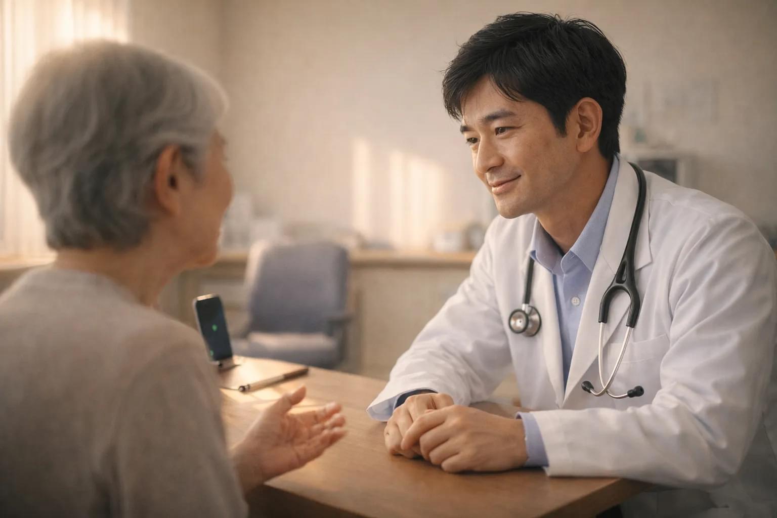 患者と向き合い穏やかに対話する医師 — コエカルが実現する診察風景